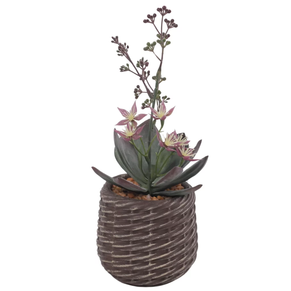 27cm Faux Flowering Succulent Decorative Plant