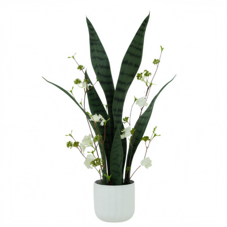 50cm Artificial Snake Plant with Flowers