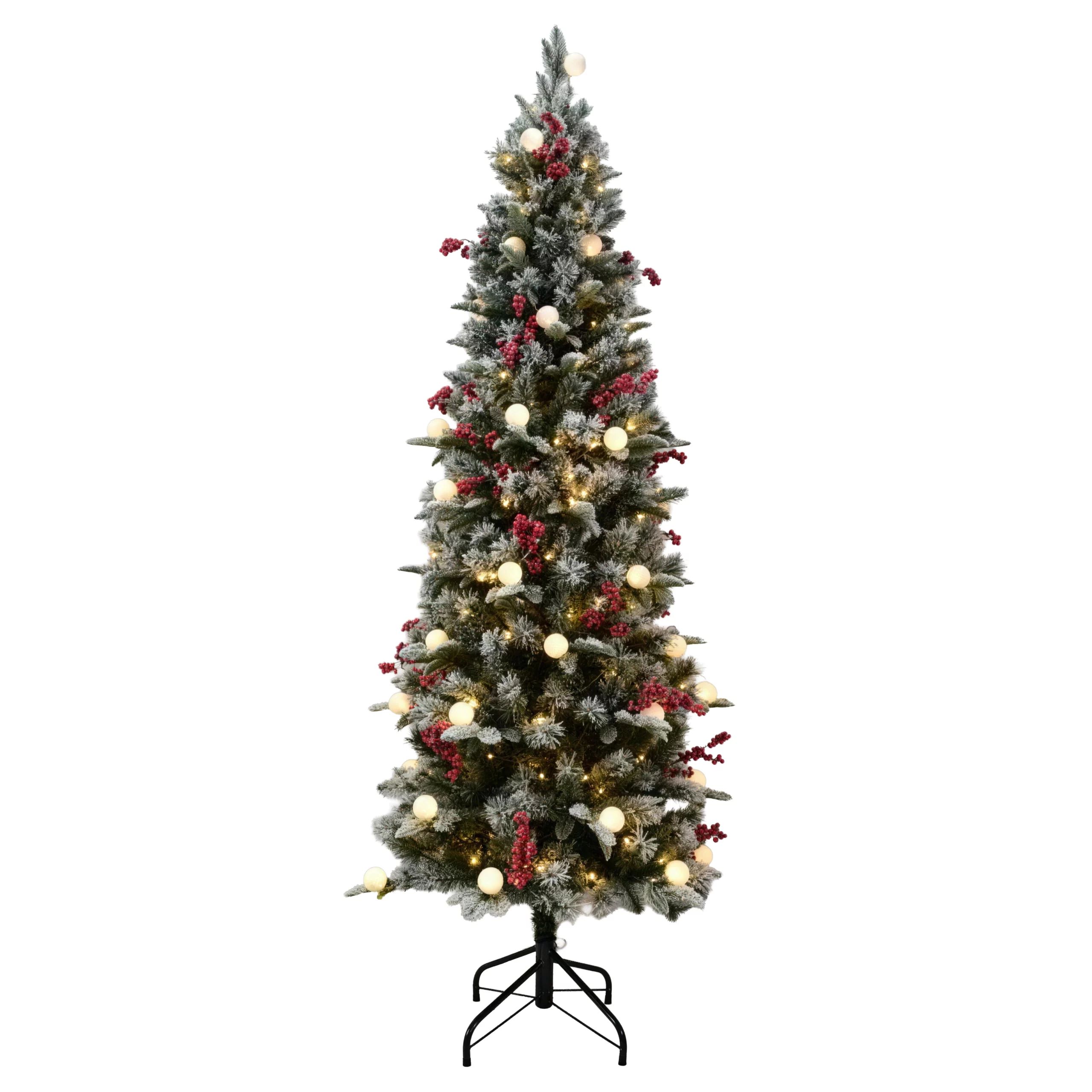 180cm Slim Flocked Artificial Christmas Tree