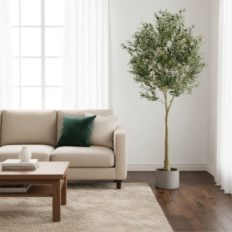 220cm Artificial Olive Tree with Fruits – Flame Retardant scene