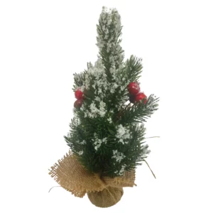 25cm Artificial Snowy Mini Fir Christmas Tree in Burlap Base 26STS388009