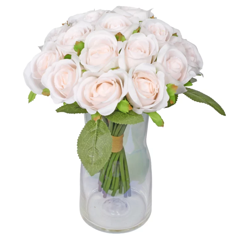 27cm Artificial 18-Head Mini Rose Bud Bouquet