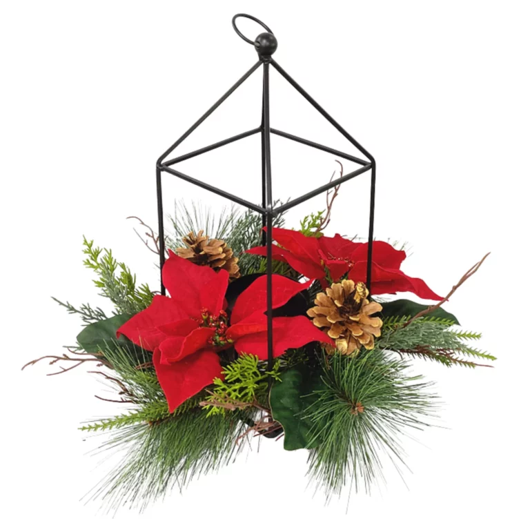 38cm Artificial Christmas Flower Iron Birdcage Decor 25STH255013