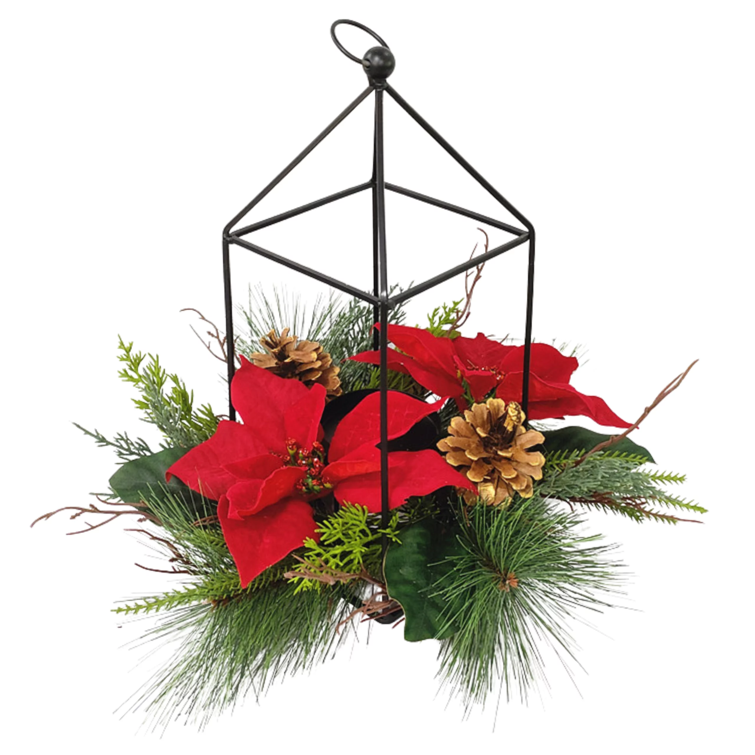 38cm Artificial Christmas Flower Iron Birdcage Decor 25STH255013