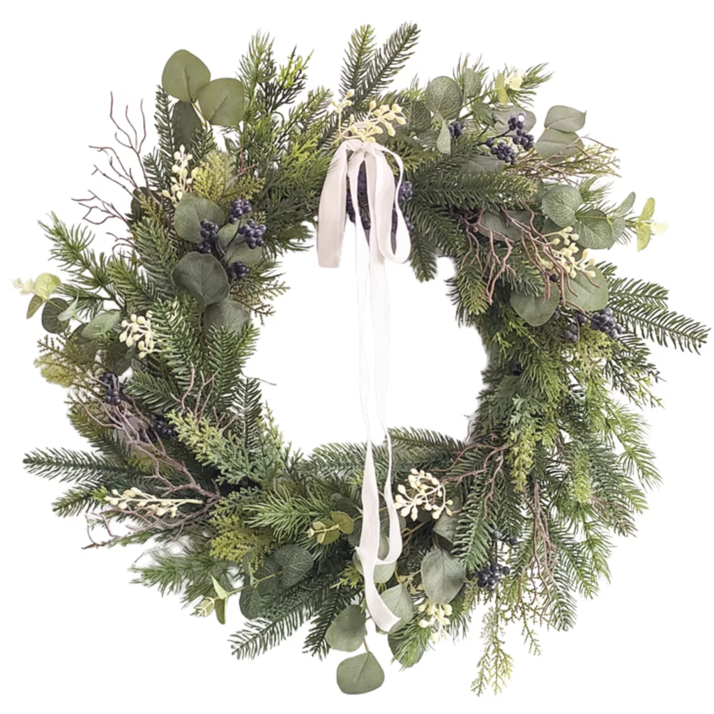 61cm Artificial Eucalyptus & Pine Christmas Wreath 25STW255018