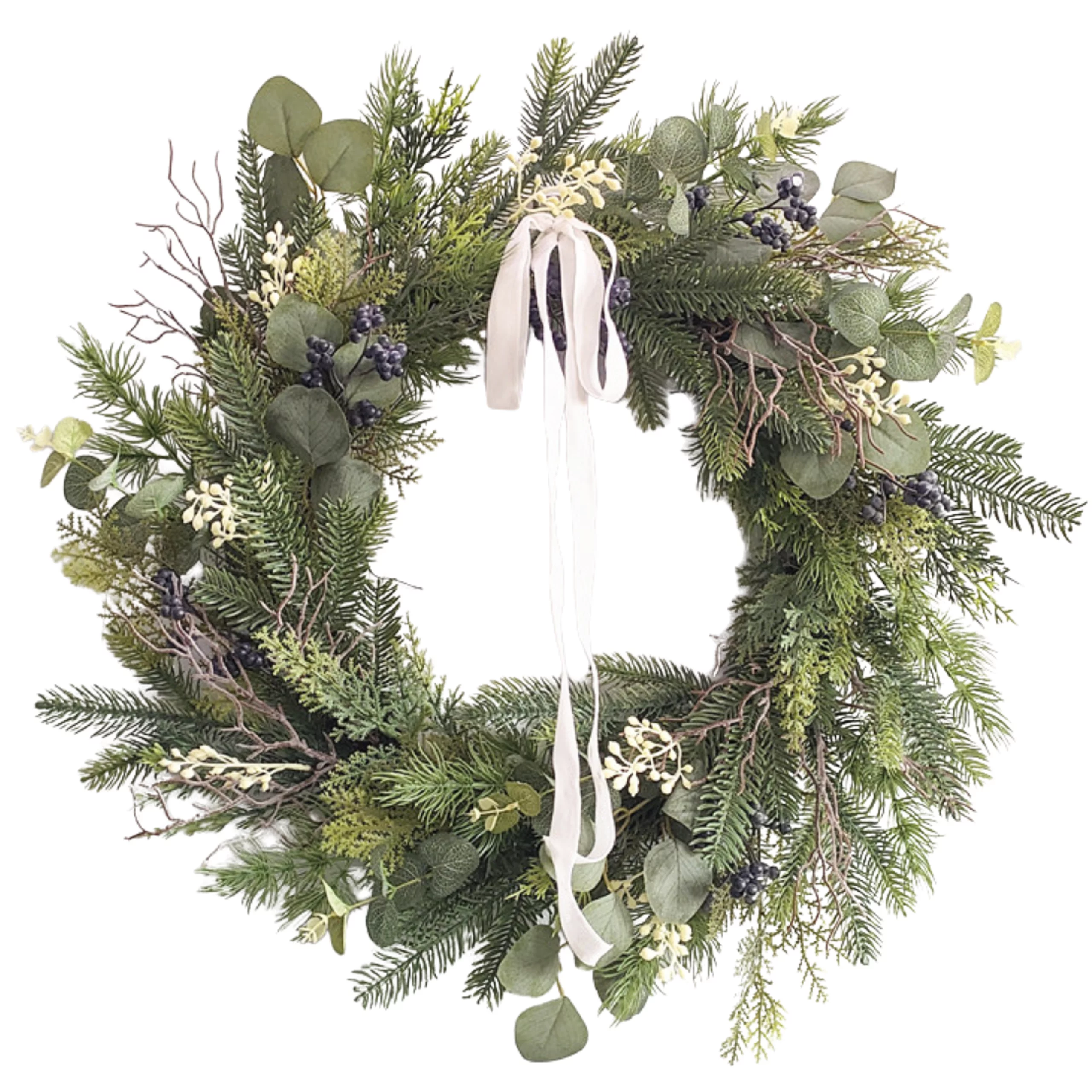 61cm Artificial Eucalyptus & Pine Christmas Wreath 25STW255018