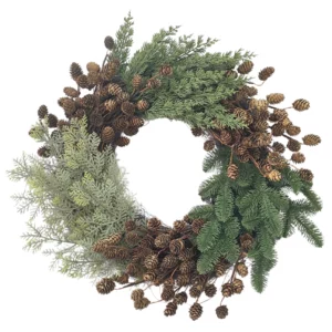 61cm Artificial Pine Cone & Mixed Pine Christmas Wreath 25STW255011