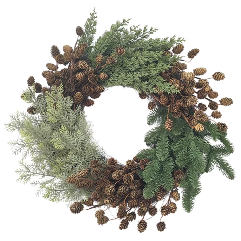61cm Artificial Pine Cone & Mixed Pine Christmas Wreath 25STW255011