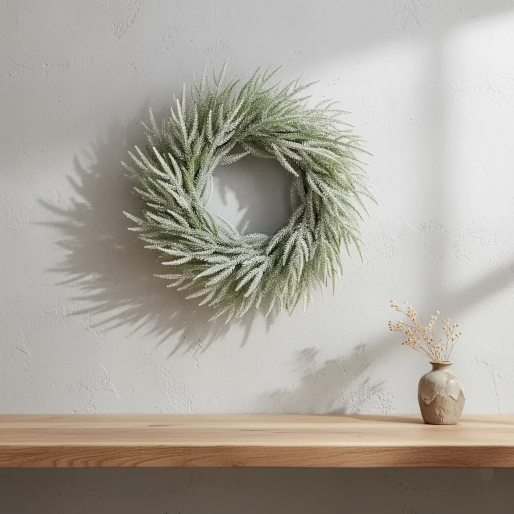 61cm Artificial Snow Flocked Pine Christmas Wreath PE 25STW255016 scene