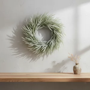 61cm Artificial Snow Flocked Pine Christmas Wreath PE 25STW255016 scene