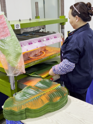 Artificial leaf heat pressing