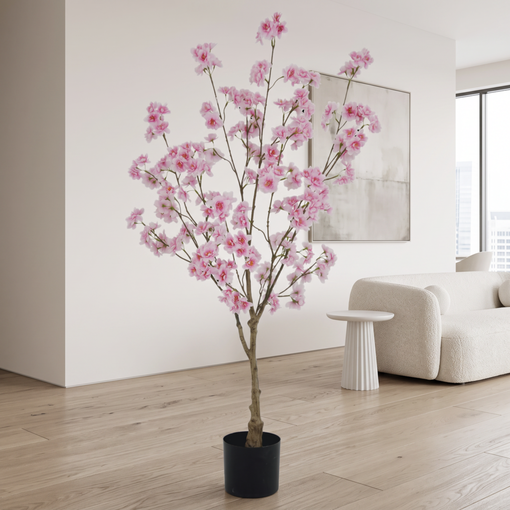 120cm Artificial Pink Cherry Blossom Tree