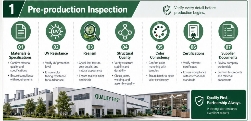 Wholesale Artificial Plant Quality Checklist pre-production inspection