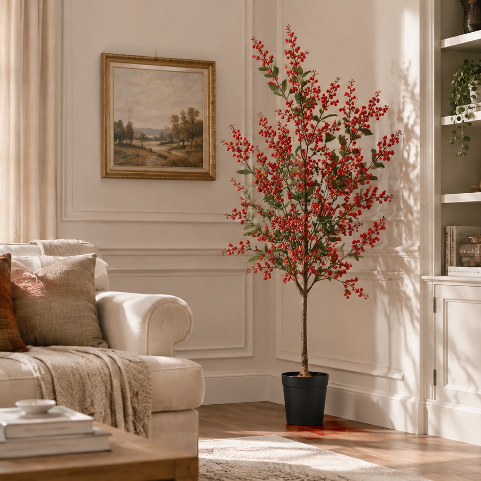 138cm Artificial Red Ilex Berry Tree PC214-138A SCENE