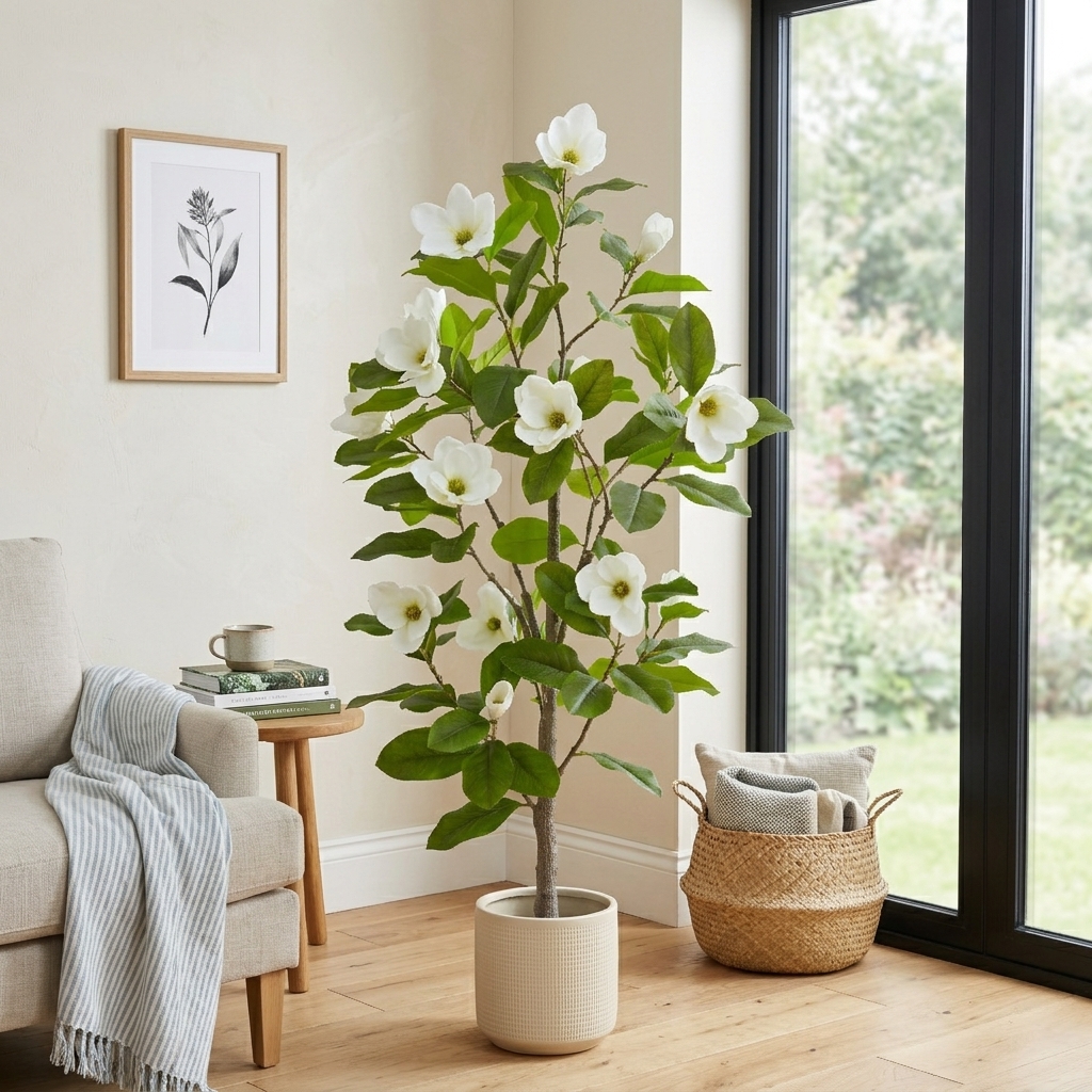160cm Artificial White Magnolia Floral Tree PC347-160A-KD